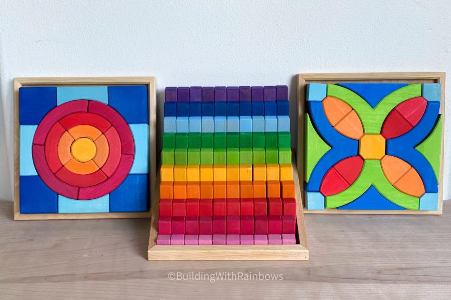 Bauspiel stepped counting blocks, circle blocks, epsilon blocks