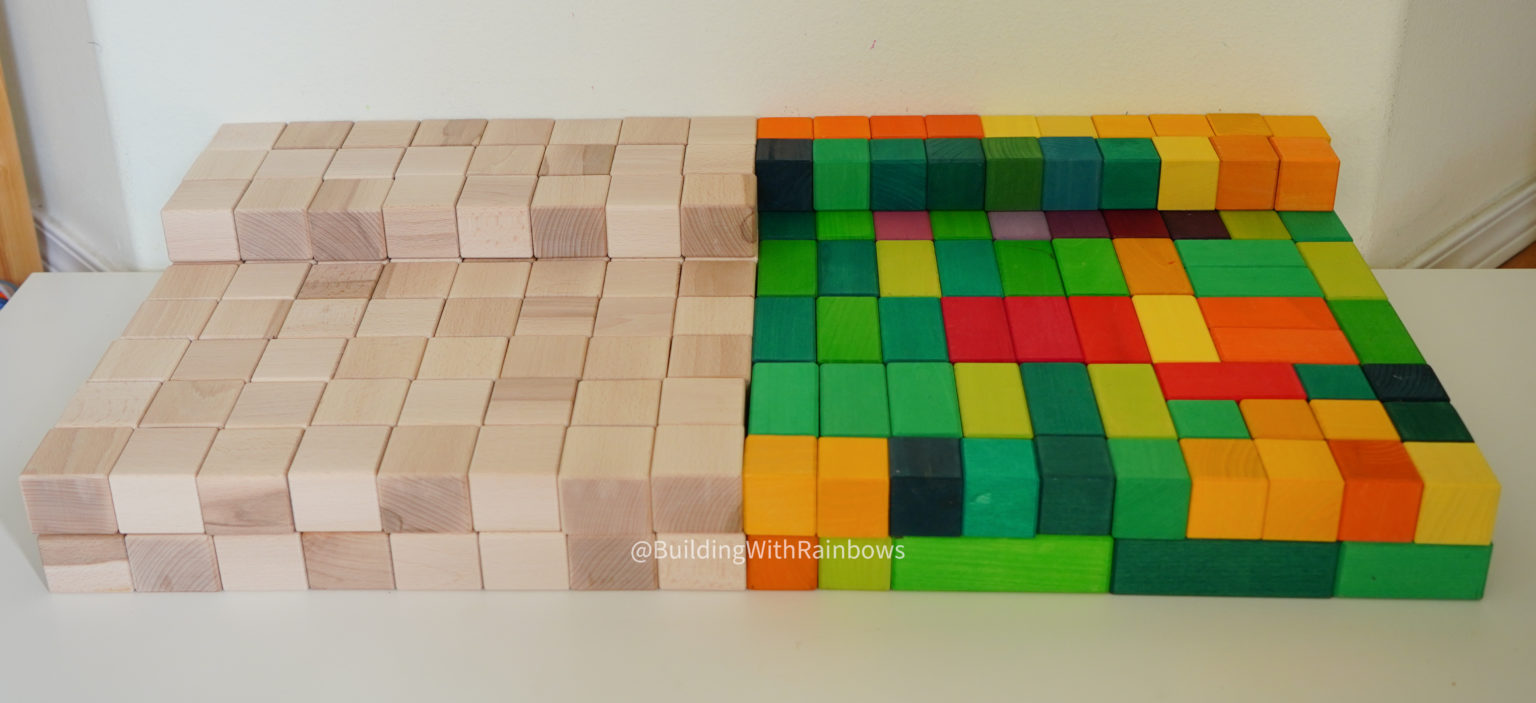 Just Blocks Big Box compared to Grimms Large Stepped Pyramid